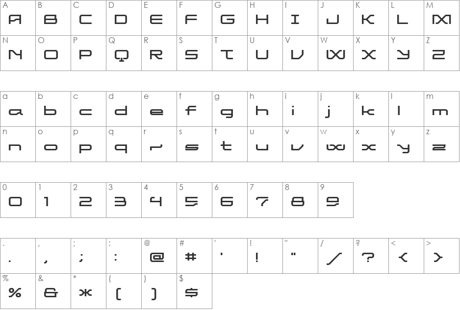 ET Aluminium B font character map preview