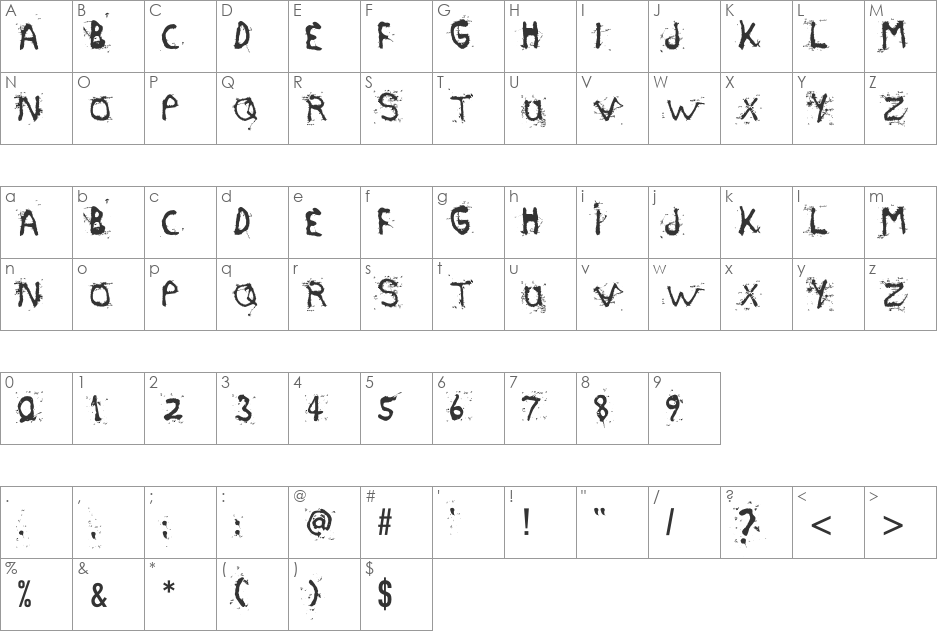 etasilicon font character map preview