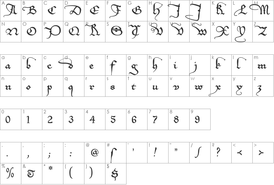 EtBoemieRex font character map preview