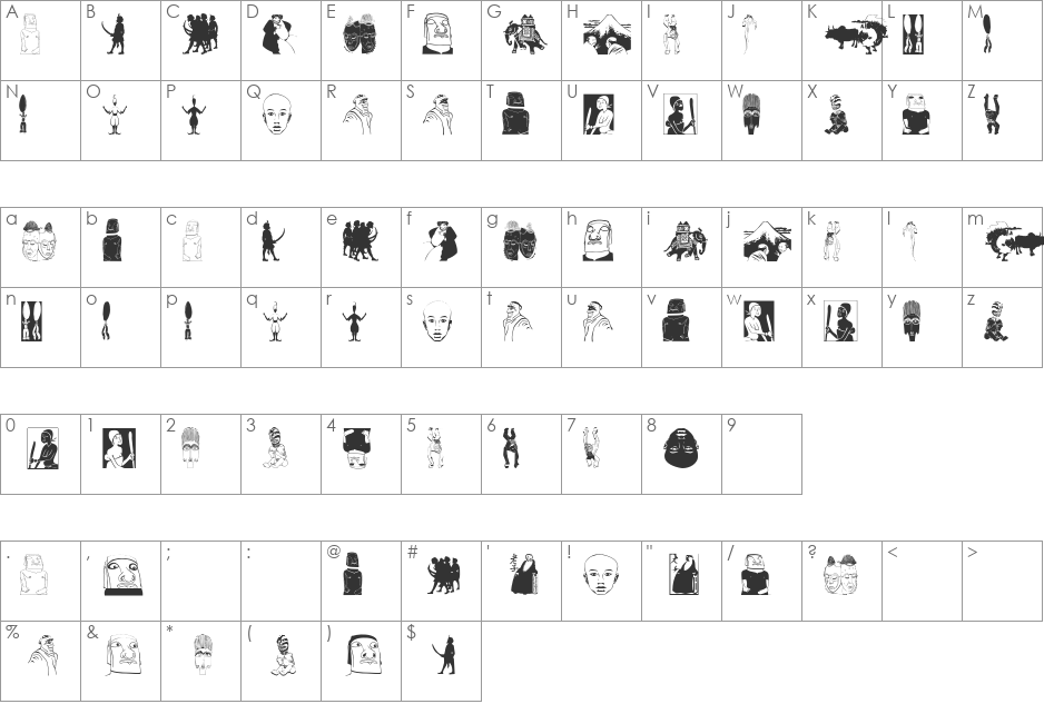 EthnicReconstructions font character map preview