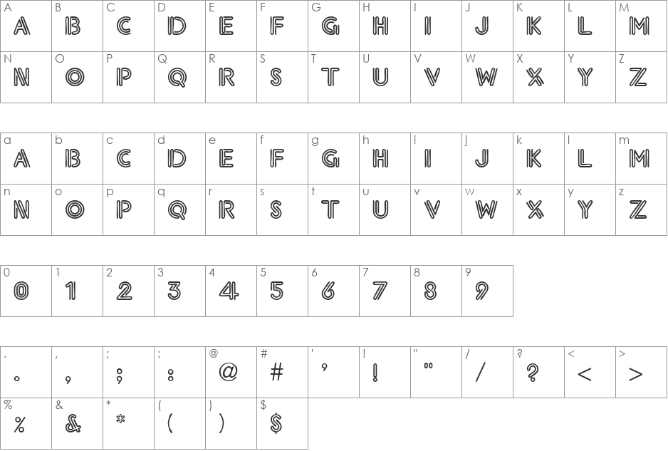 EtronicDB font character map preview
