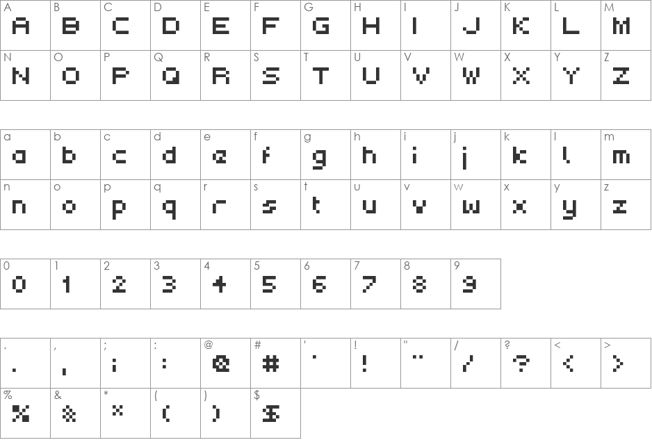 ET_Pixel_Mark2 font character map preview