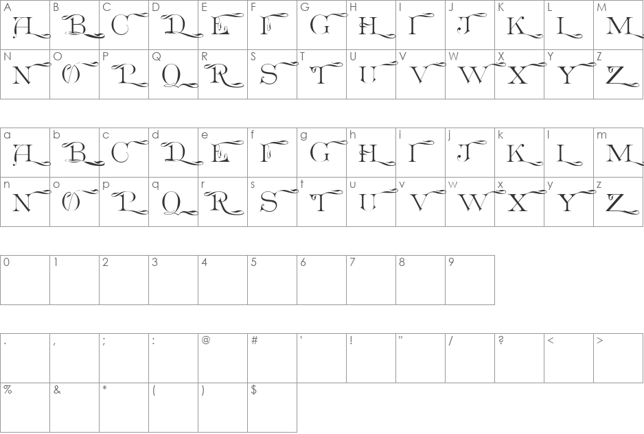 EuclidCP font character map preview
