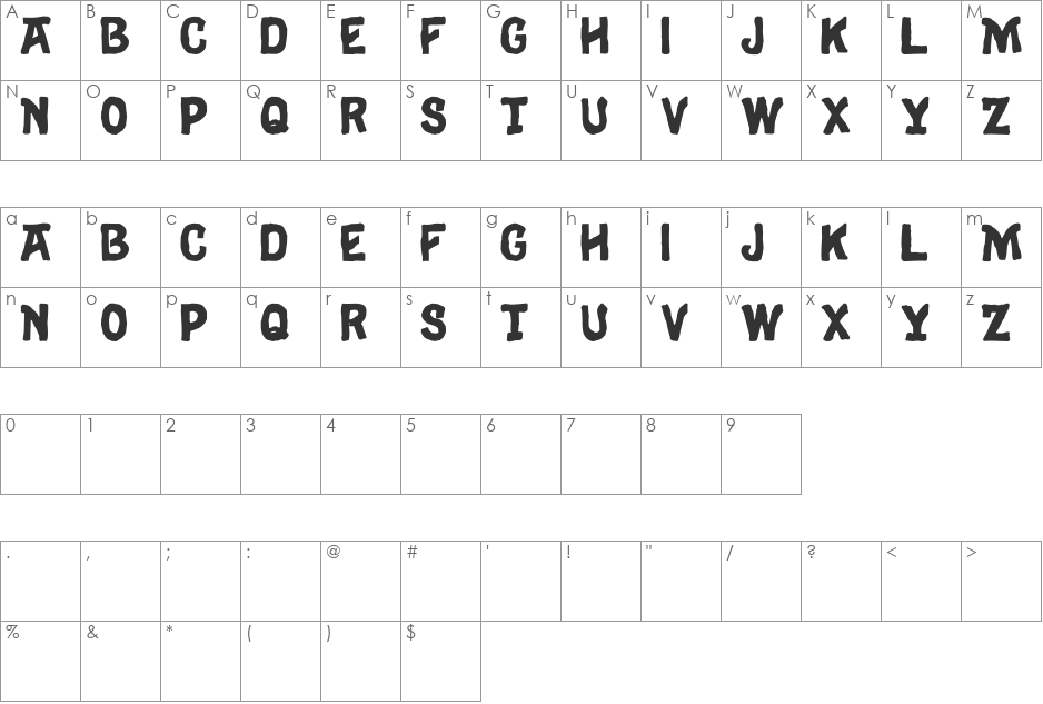 Eulogy font character map preview