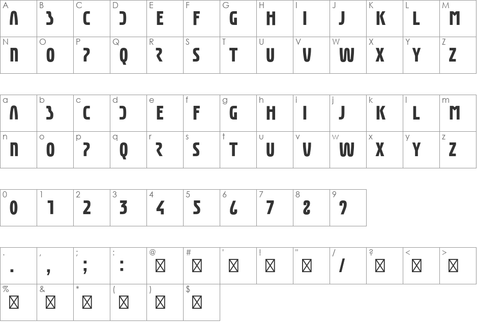 Eunomia font character map preview