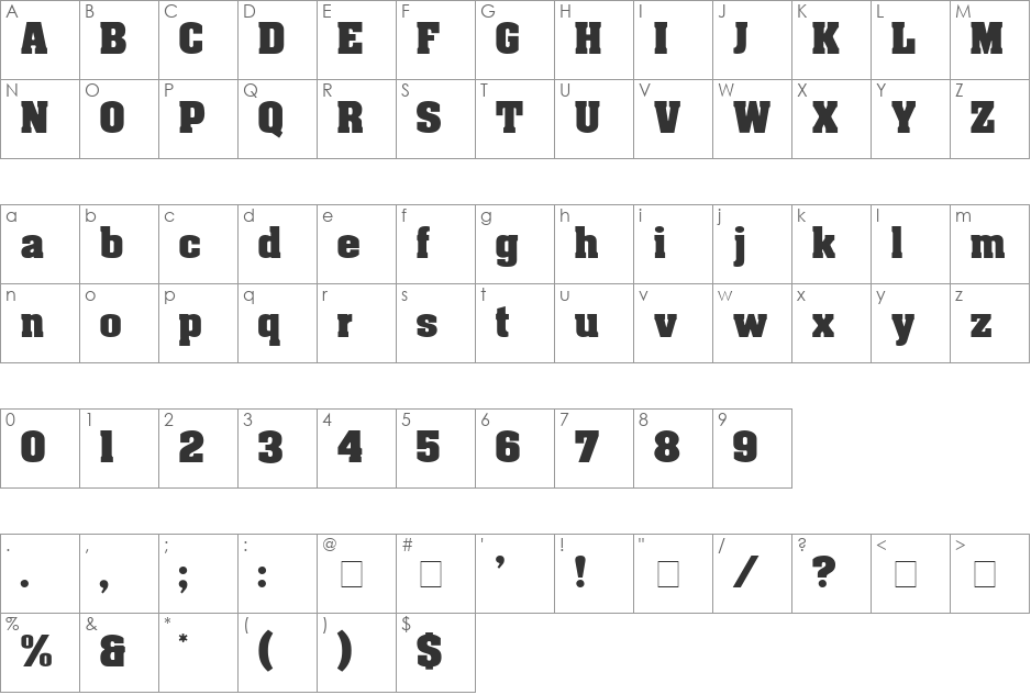 Euphemia Display SSi font character map preview