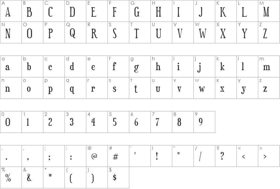 Euphorigenic font character map preview