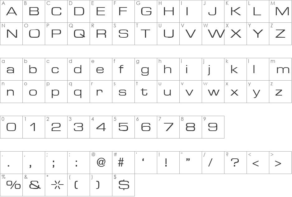 EuralBlackDB font character map preview