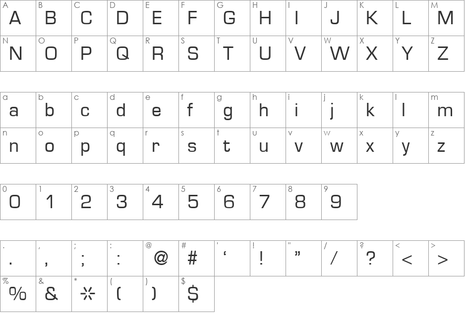 EuralDB font character map preview