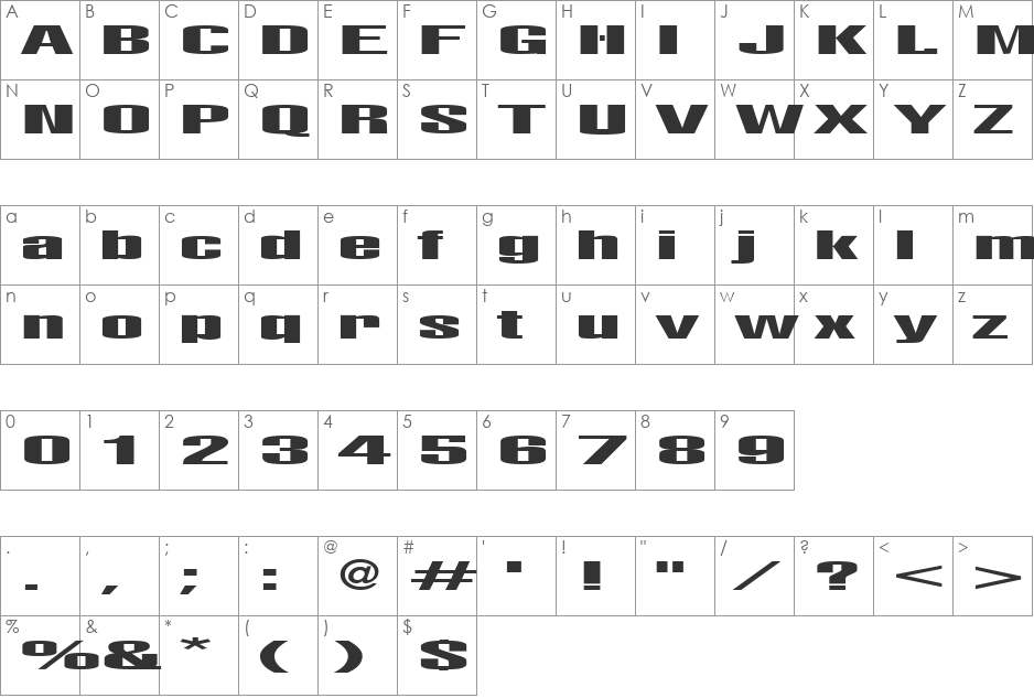 Euratom font character map preview
