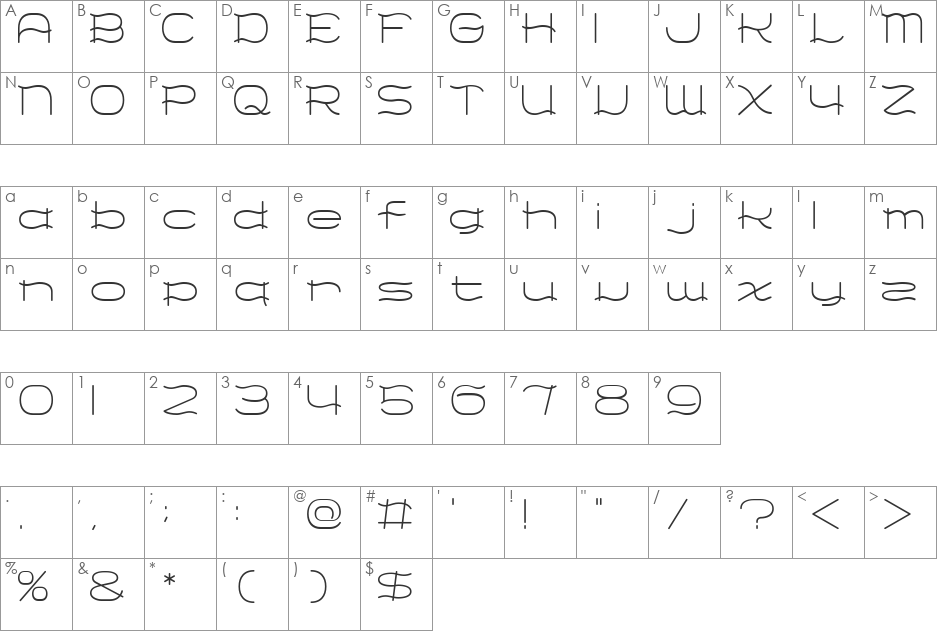 Eurolayeee font character map preview
