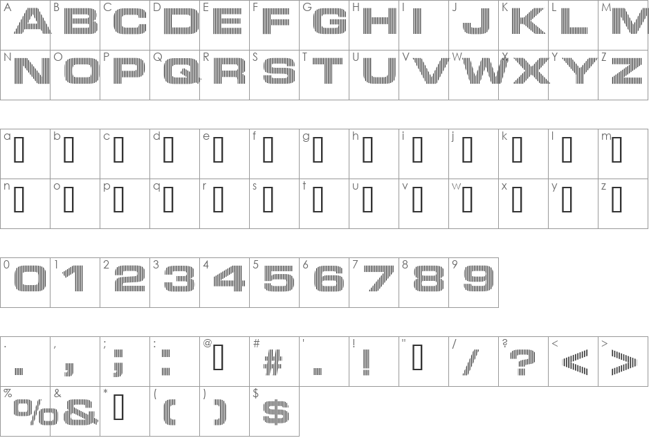 EURONEW font character map preview