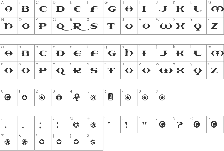Europa font character map preview