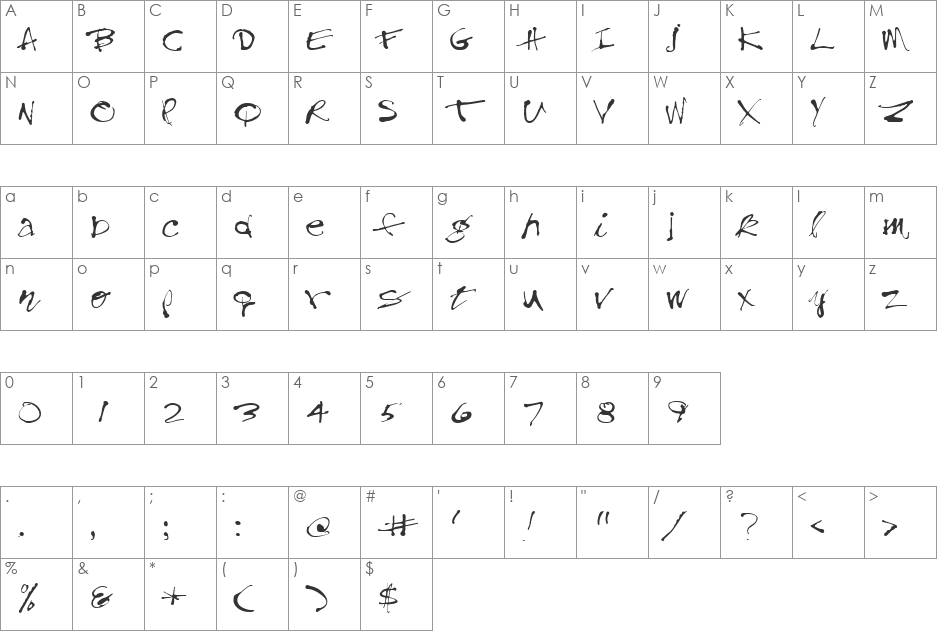 Amphi font character map preview