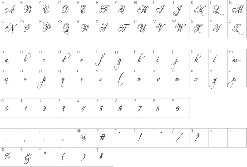 Eutemia I font character map preview