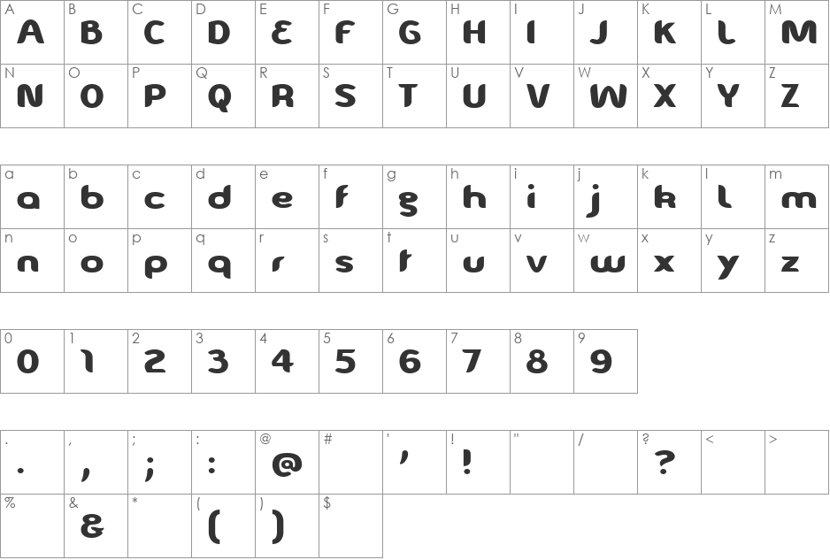 EveIsabelle font character map preview