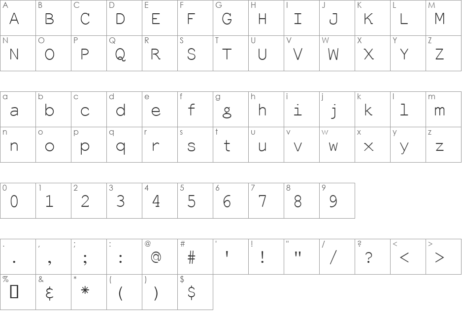 Everson Mono Latin 6 font character map preview