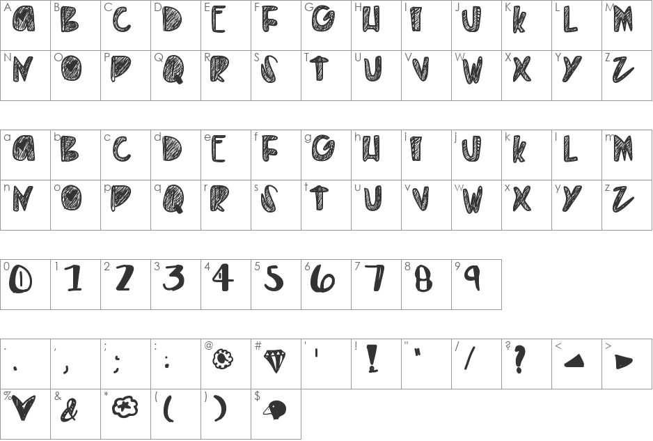 EverythingGold font character map preview