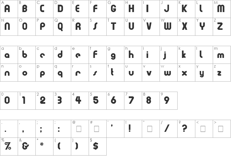 Evia Display SSi font character map preview