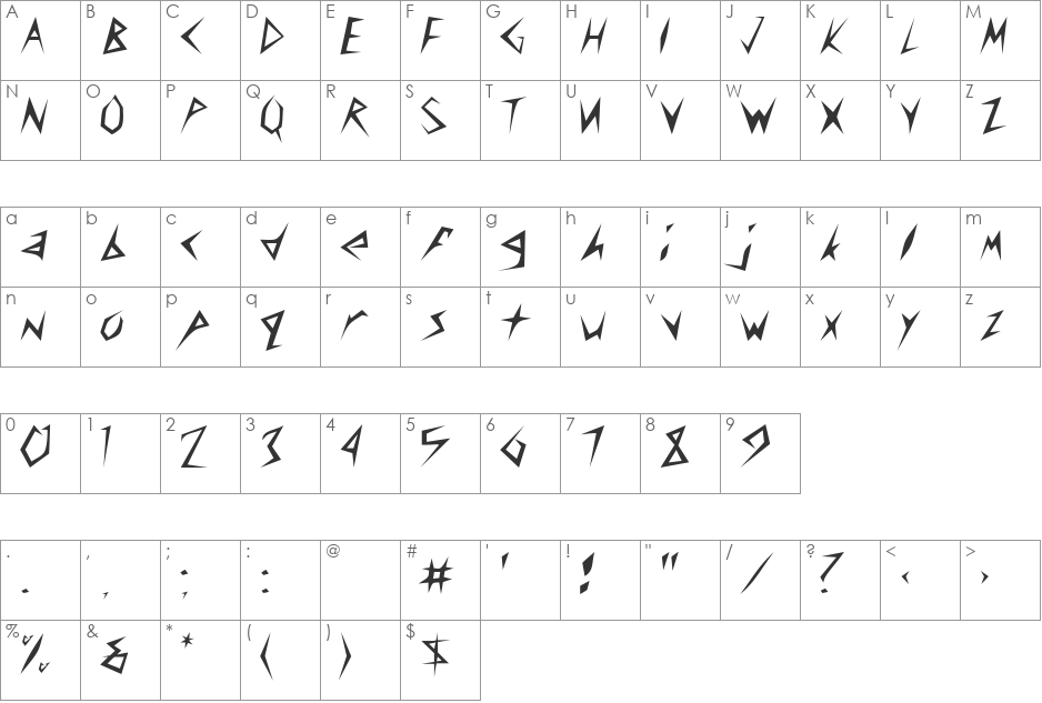 Amplifier font character map preview