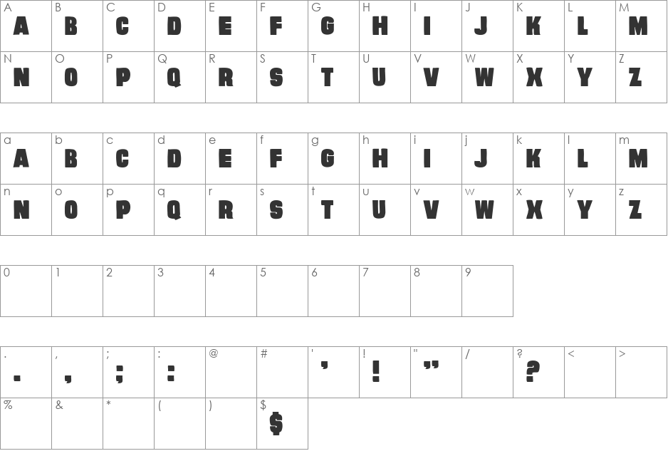 Evil Conspiracy font character map preview