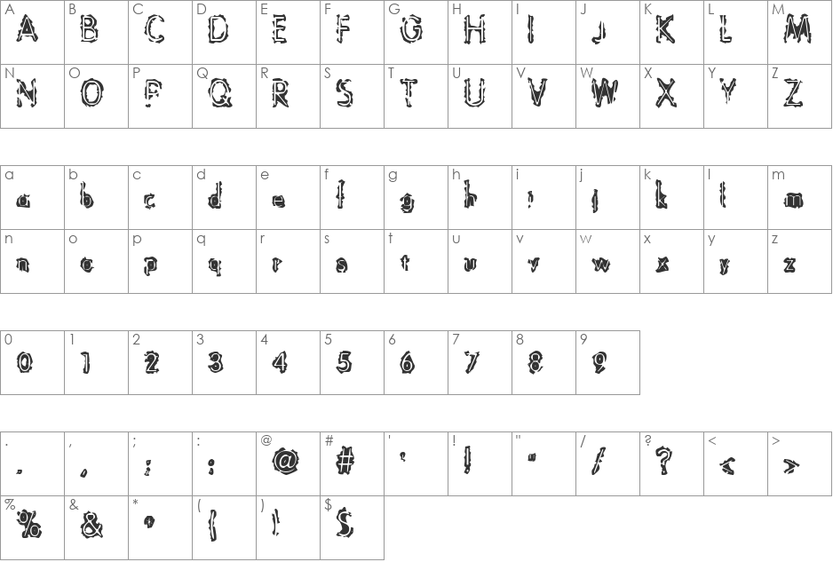 Evil Cow font character map preview