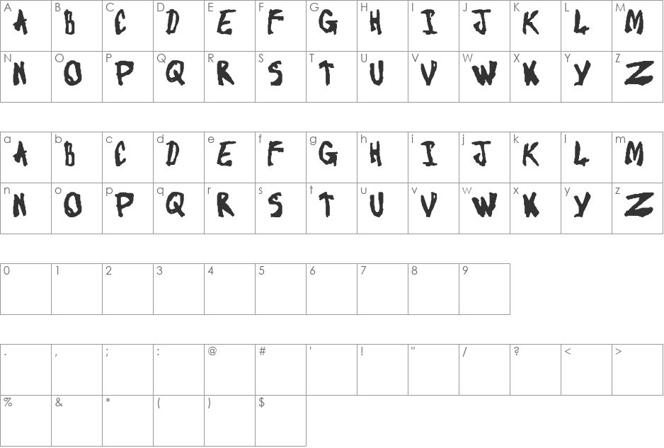 Evil Dead font character map preview