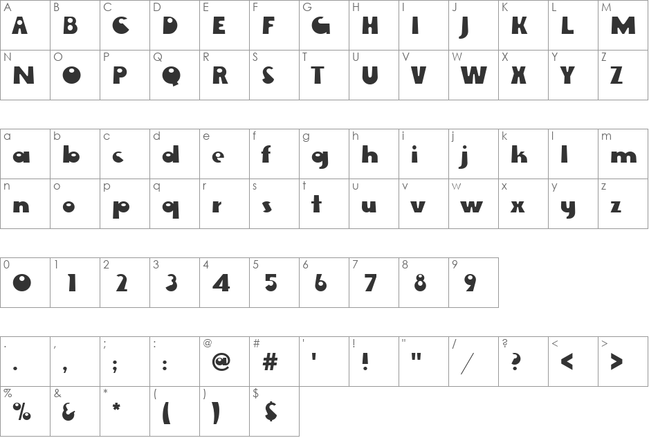 EwieD font character map preview