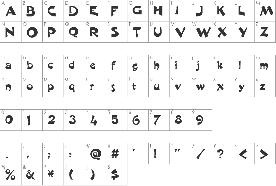 Excalibur Logotype font character map preview