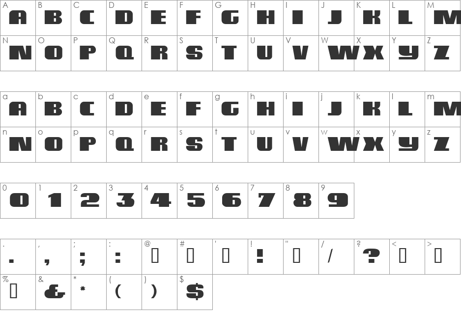 AmplioDisplayCapsSSi font character map preview