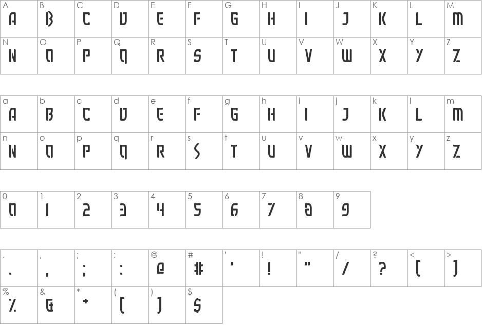Executionist font character map preview