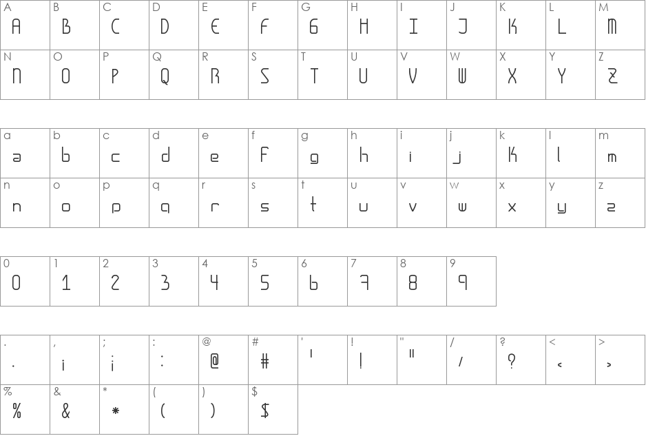 AmplitudeStretched font character map preview
