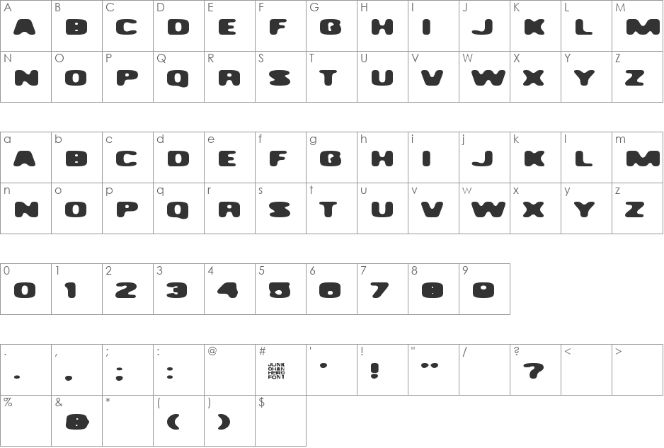 Existence font character map preview
