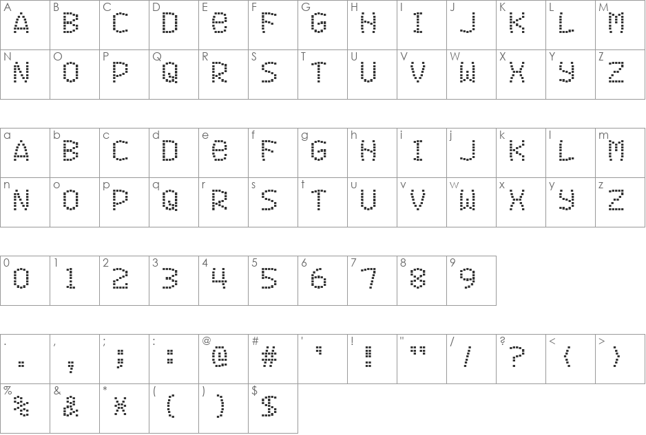 Exit (for a film) font character map preview