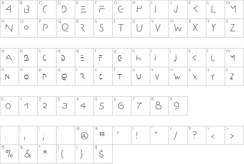 Amputation font character map preview