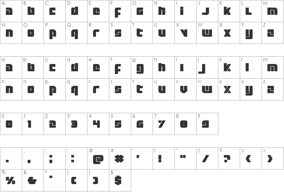 Exoplanet Expanded font character map preview