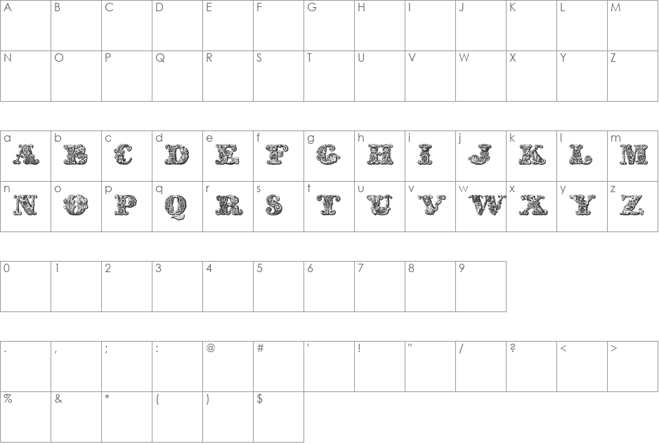 exotica font character map preview
