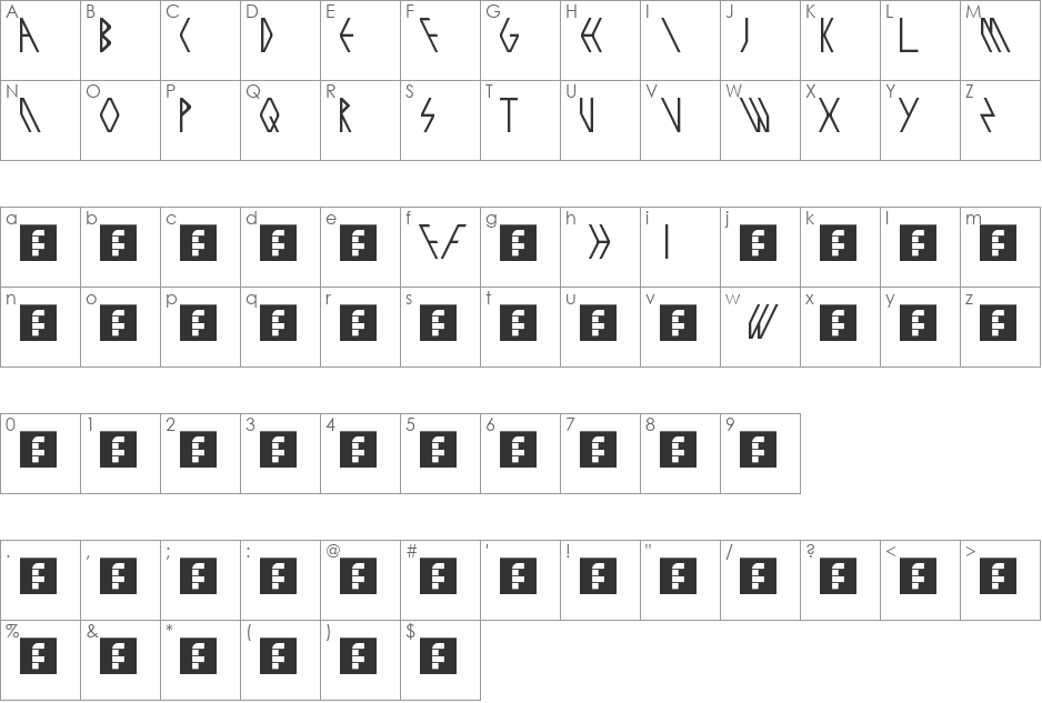 exoziti font character map preview