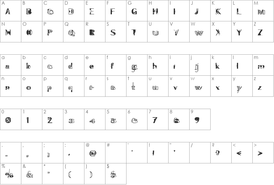 ExperiTypo5 font character map preview