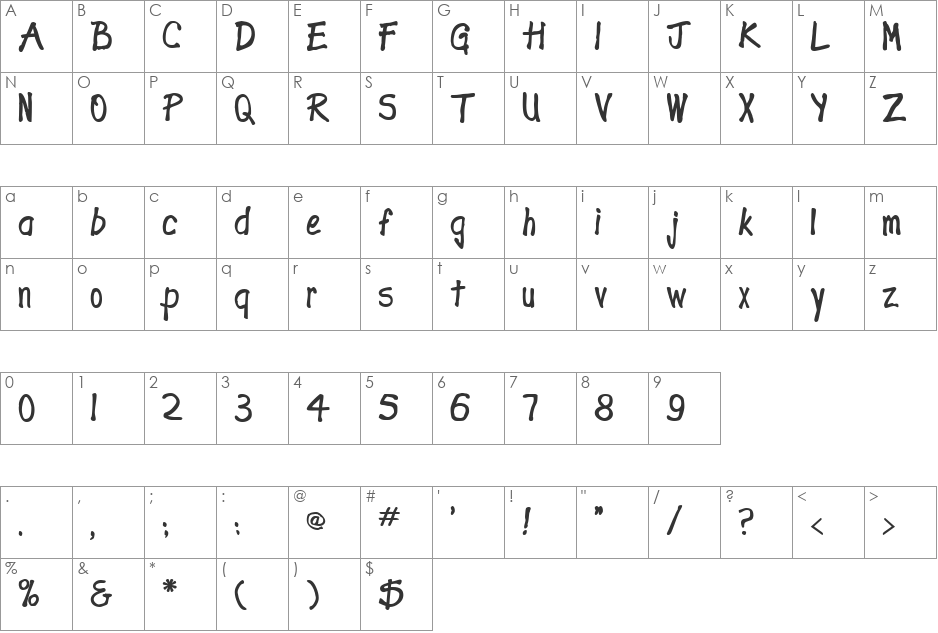 Expletive Deleted font character map preview