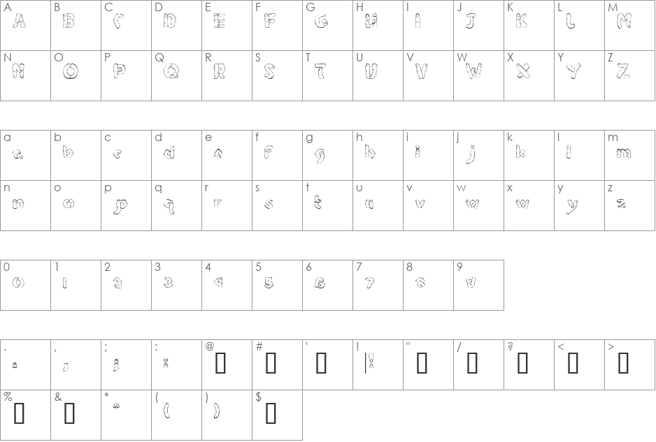 Expressions font character map preview