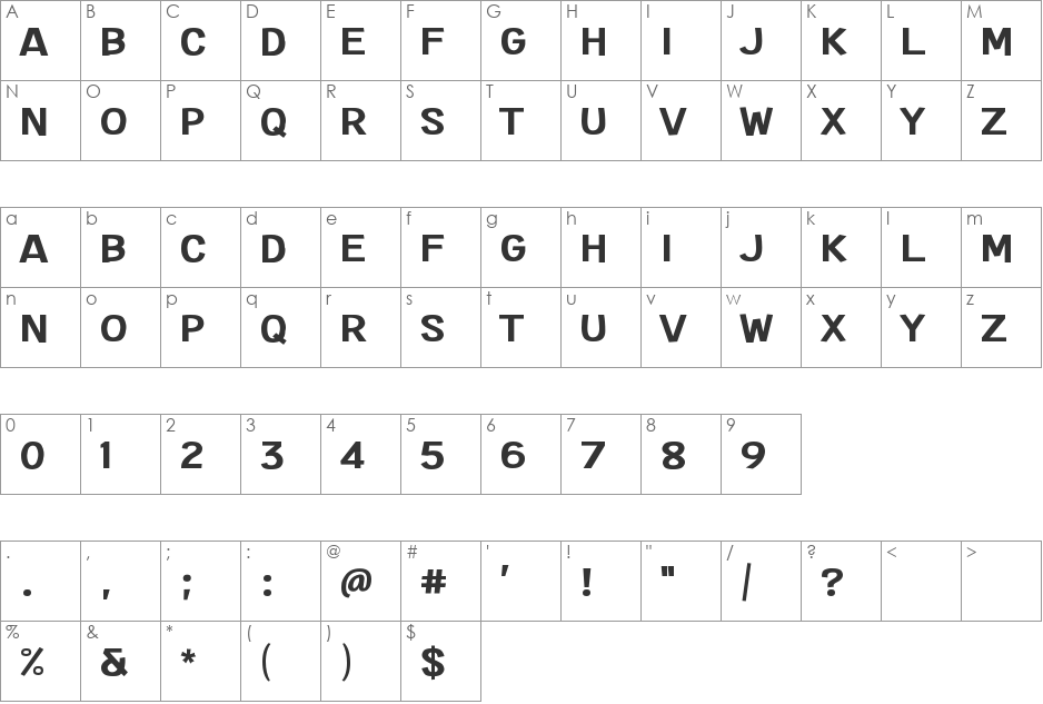 Extended Play font character map preview
