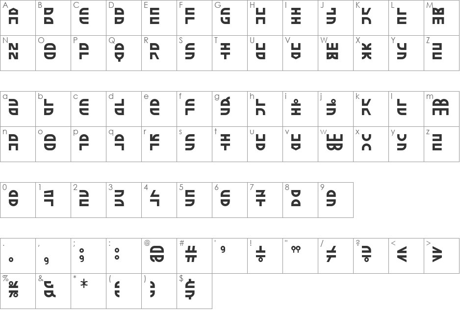 EXTRA Fontestrial font character map preview