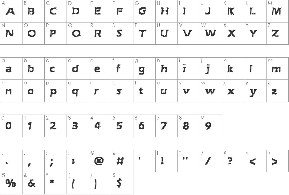 Extraction (BRK) font character map preview