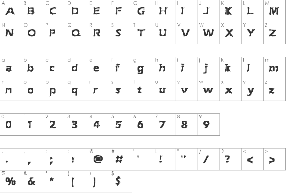 Extraction BRK font character map preview