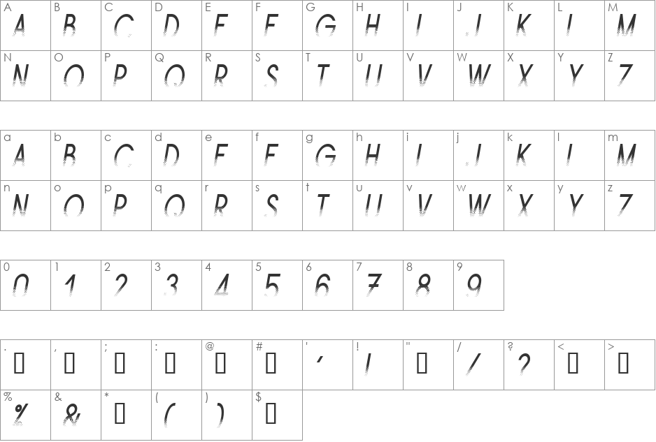 Ams Trame font character map preview