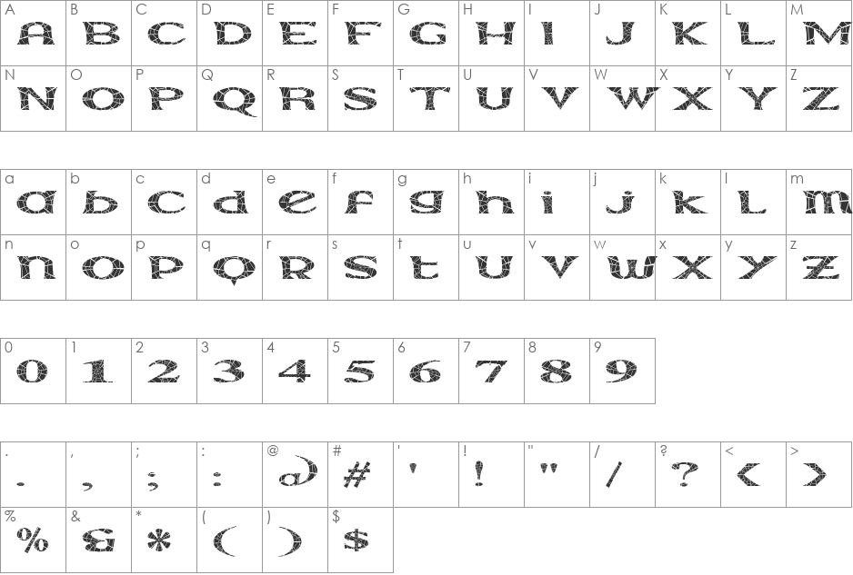 Extrano - Arano font character map preview