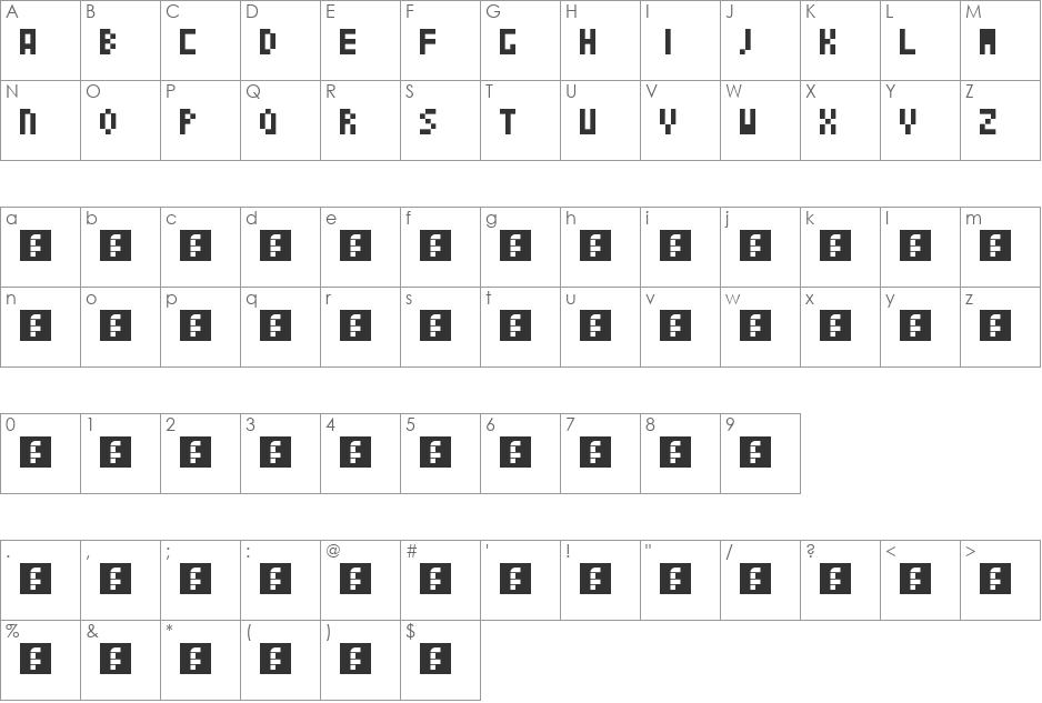 Extremely Tiny Font font character map preview