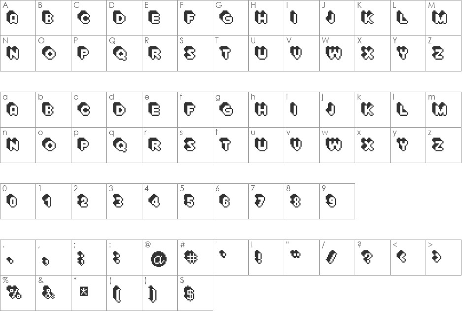 Extrude font character map preview