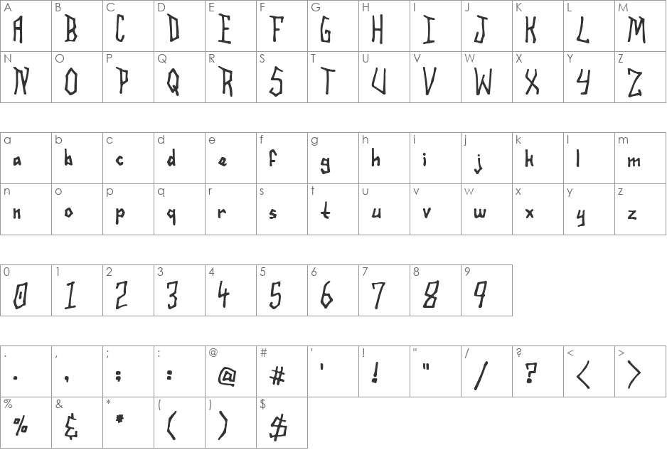 Eye Socket font character map preview
